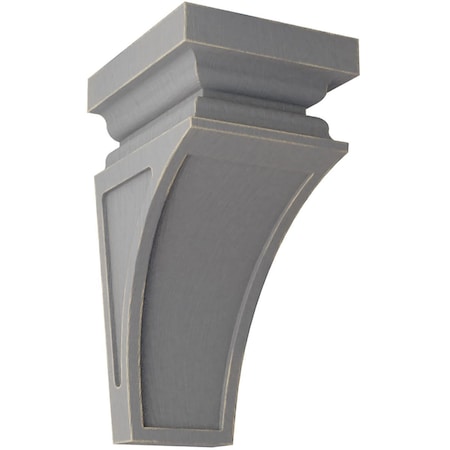 Ekena Millwork 4"W x 4 3/4"D x 8"H Small Nevio Wood Vintage Decor Corbel, Pebble Grey CORWD04X04X08NEPG